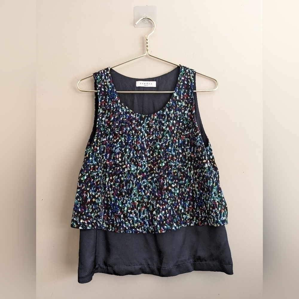 SANDRO Paris colourful overlayer tank